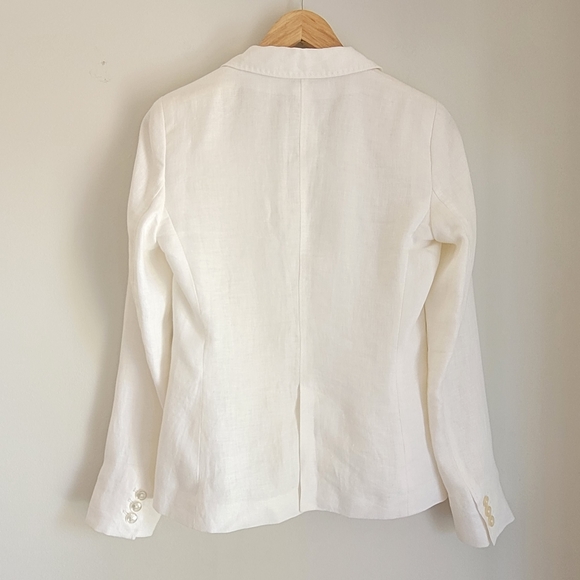 MASSIMO DUTTI 100% linen one button blazer in white Sz4 - Picture 3 of 9